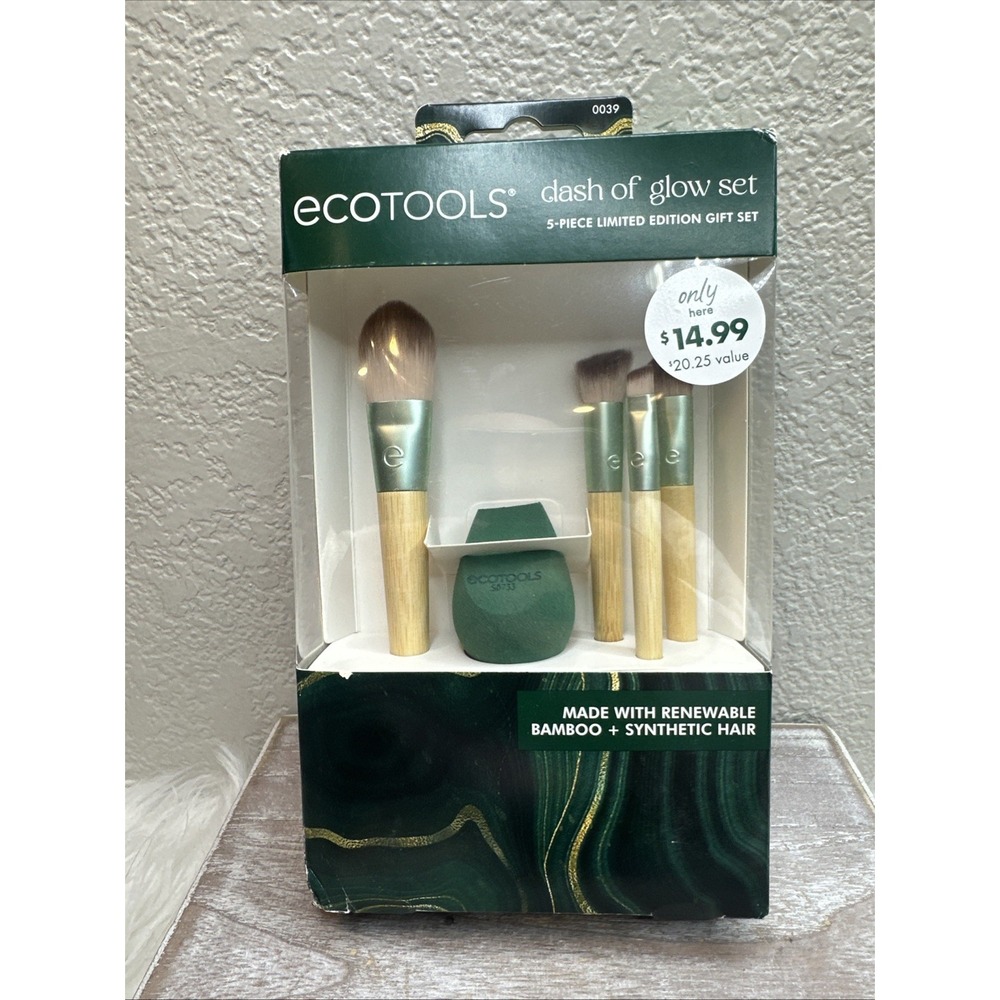 $11 🌙 EcoTools Dash of Glow 5-Piece Makeup Brush & Sponge Gift Set New